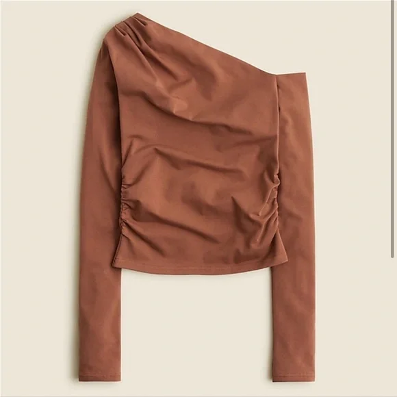 J. Crew One-Shoulder brown stretchy knit top. Excellent condition - Picture 1 of 3